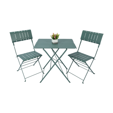 Metal Foldable Outdoor Slatted Table and Chairs
